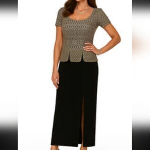 Vintage Joseph Ribkoff S6 Elegant One Piece Crochet Top Solid Skirt Dress